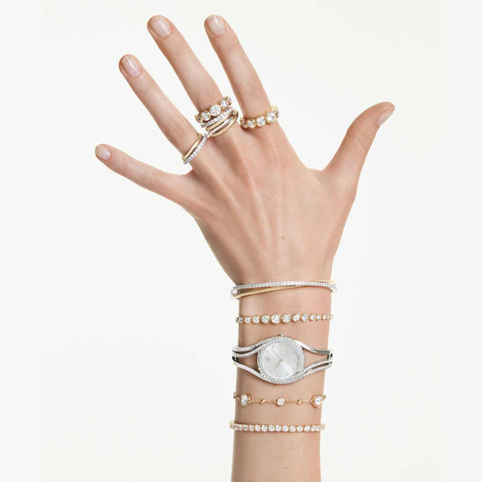 Anillo de cóctel Hyperbola Talla redonda, Blanco, Combinación de acabados metálicos