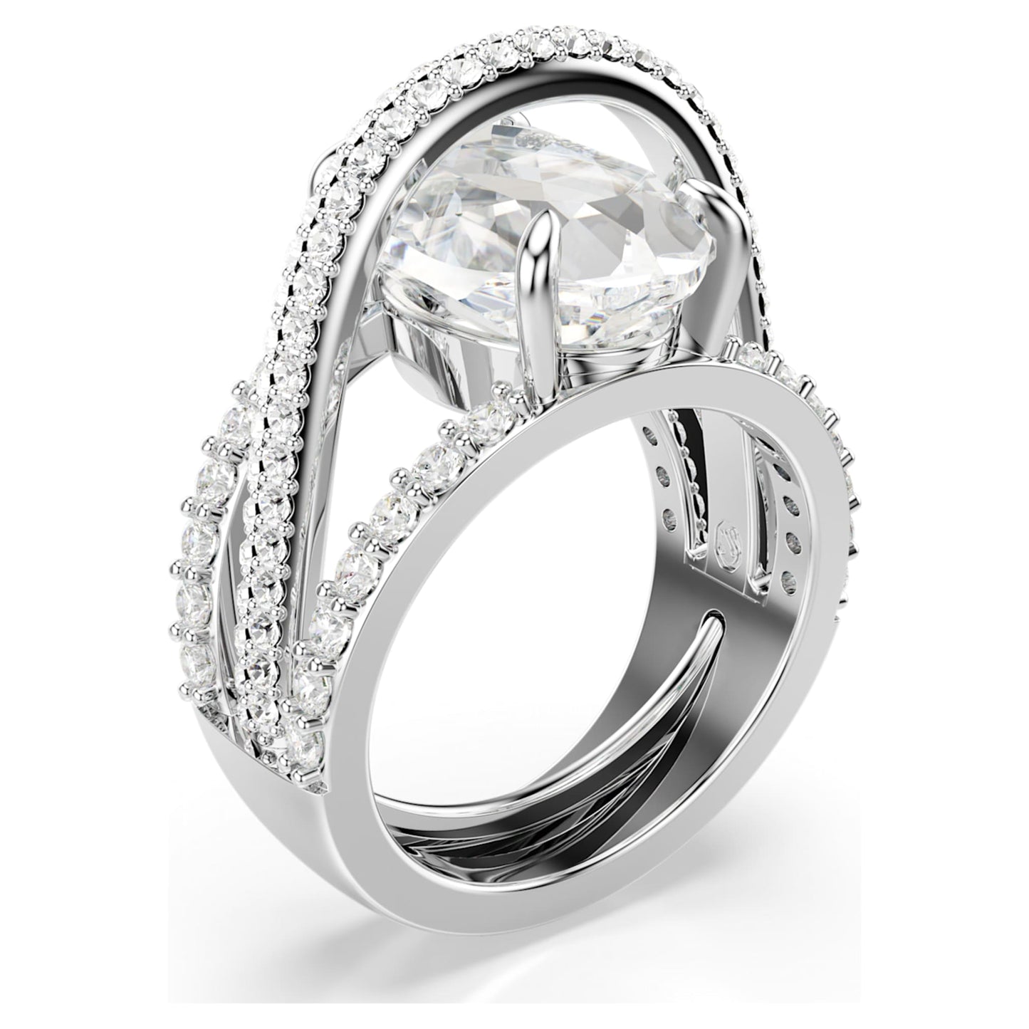 Anillo de cóctel Hyperbola, Tallas mixtas, Blanco, Baño de rodio