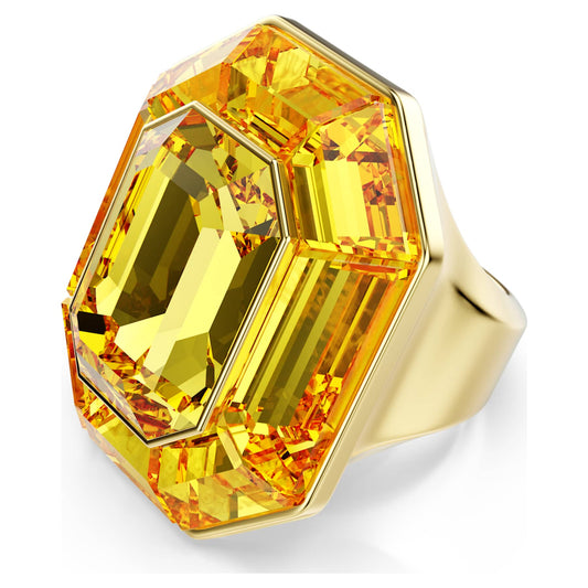 Anillo de cóctel Lucent Forma octagonal, Amarillo, Baño tono oro
