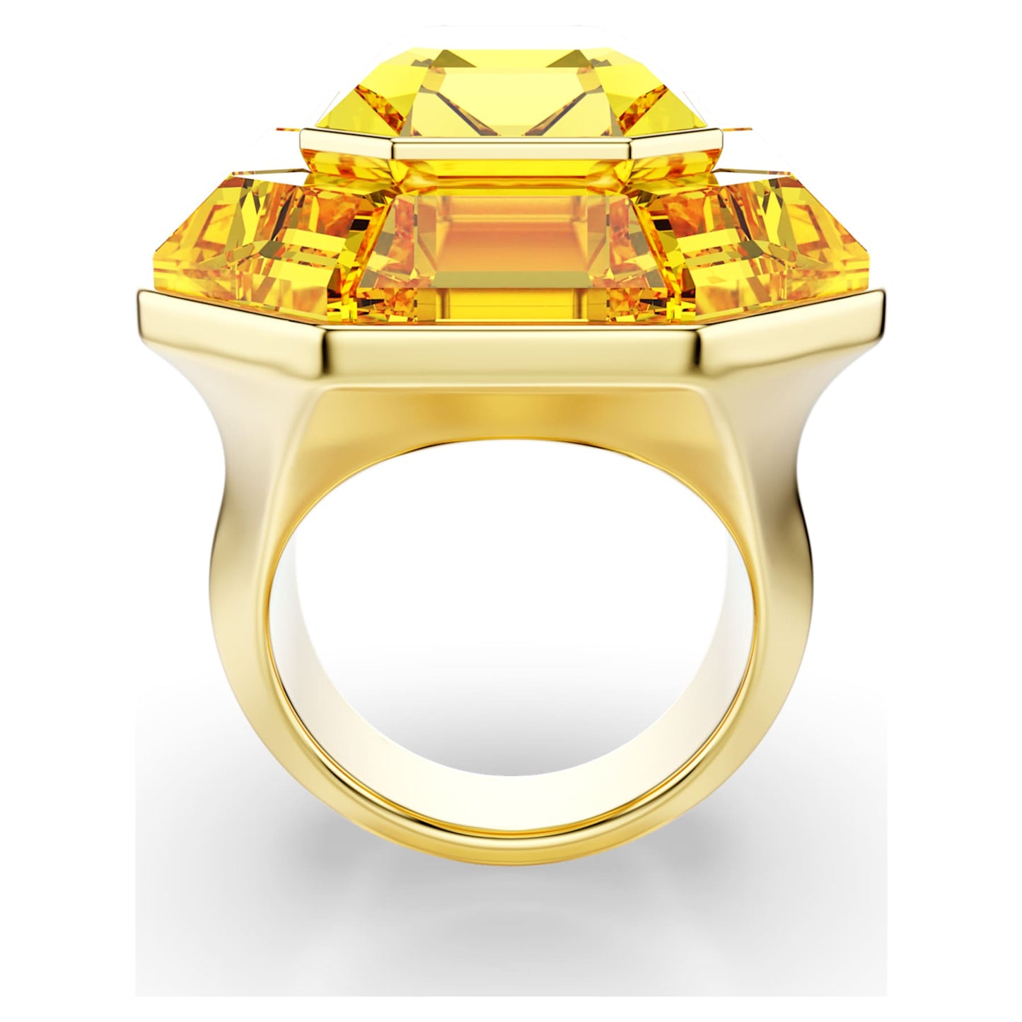 Anillo de cóctel Lucent Forma octagonal, Amarillo, Baño tono oro