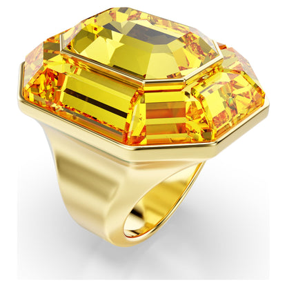 Anillo de cóctel Lucent Forma octagonal, Amarillo, Baño tono oro