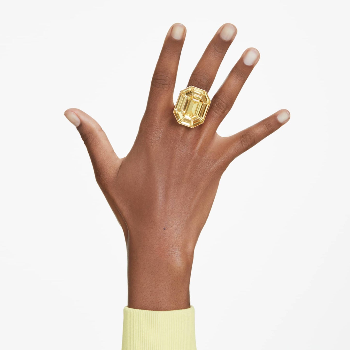 Anillo de cóctel Lucent Forma octagonal, Amarillo, Baño tono oro