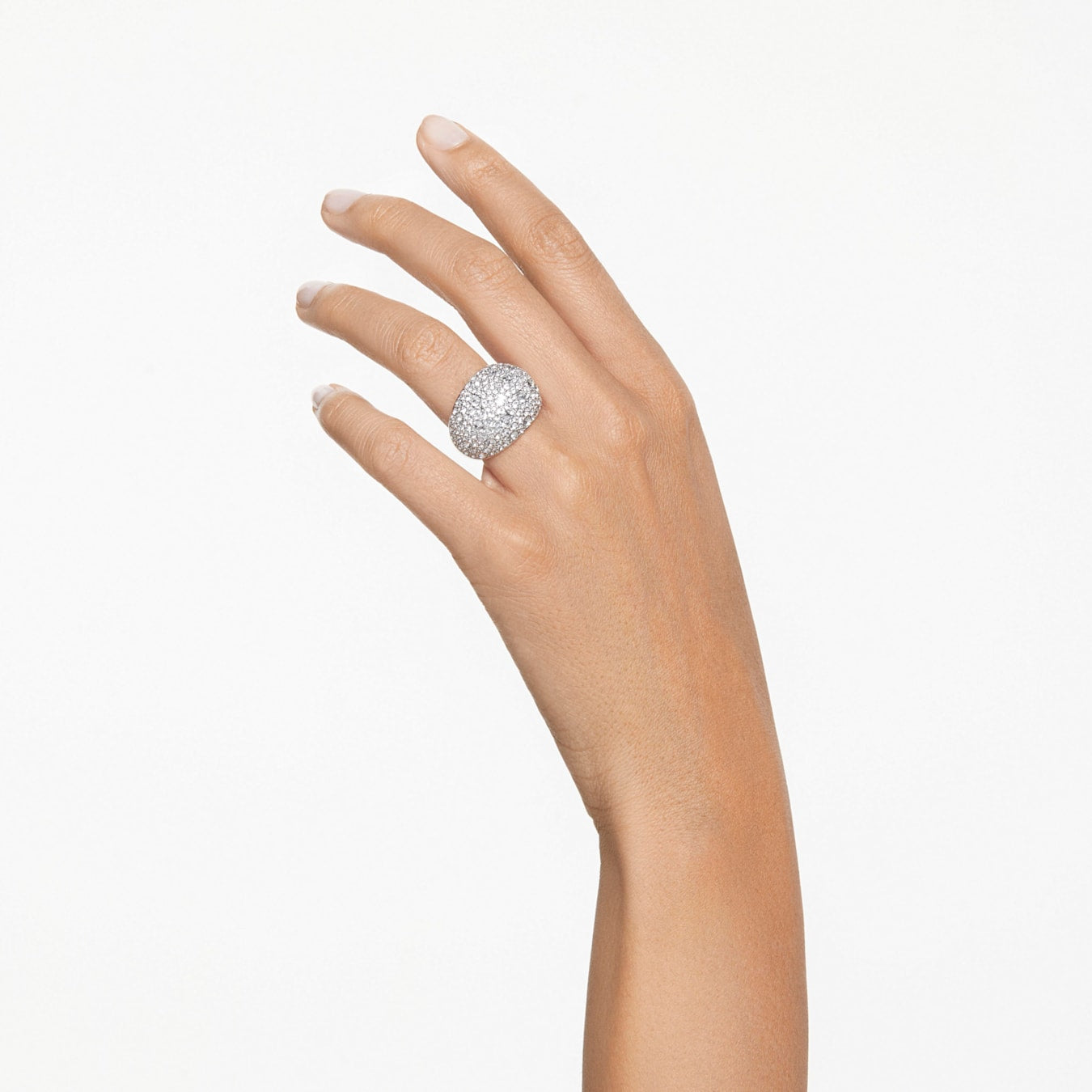 Anillo de cóctel Sublima, Blanco, Baño de rodio