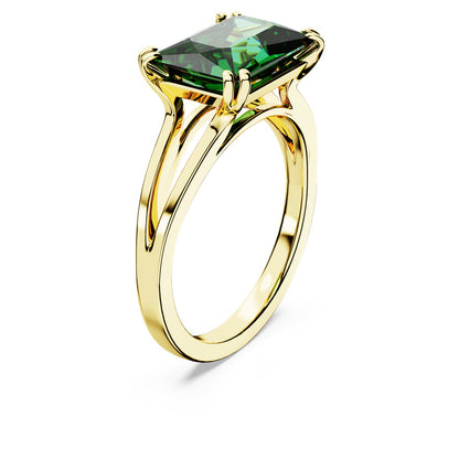Anillo de cóctel Stilla, Talla rectangular, Verde, Baño tono oro