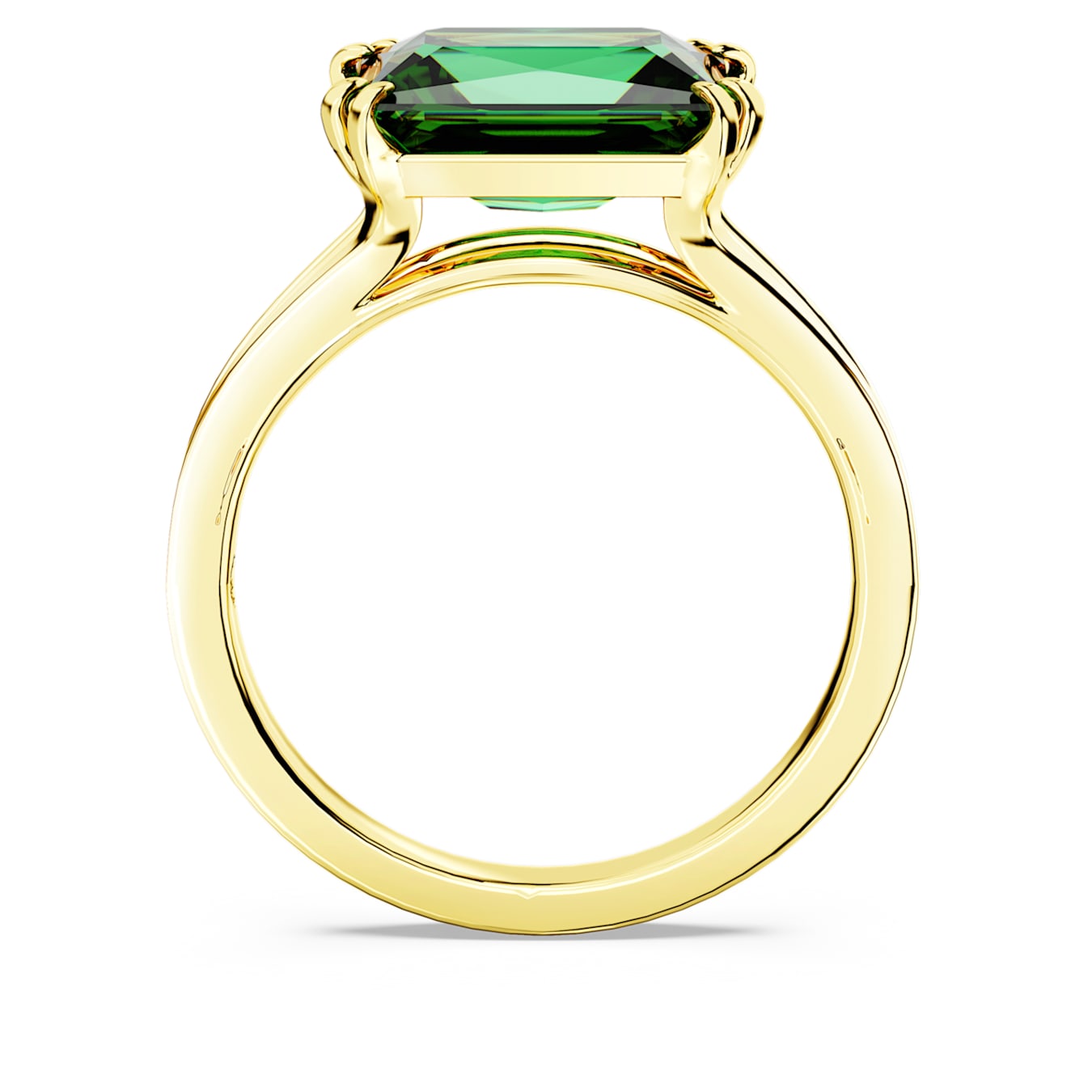 Anillo de cóctel Stilla, Talla rectangular, Verde, Baño tono oro