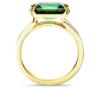 Anillo de cóctel Stilla, Talla rectangular, Verde, Baño tono oro