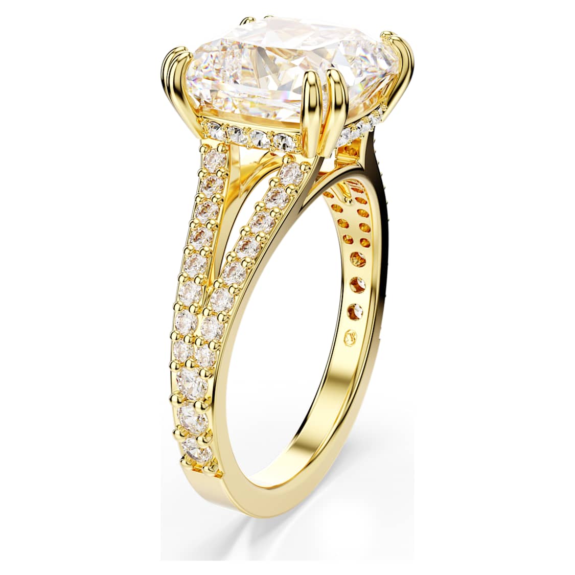 Anillo de cóctel Stilla, Talla cuadrada, Blanco, Baño tono oro