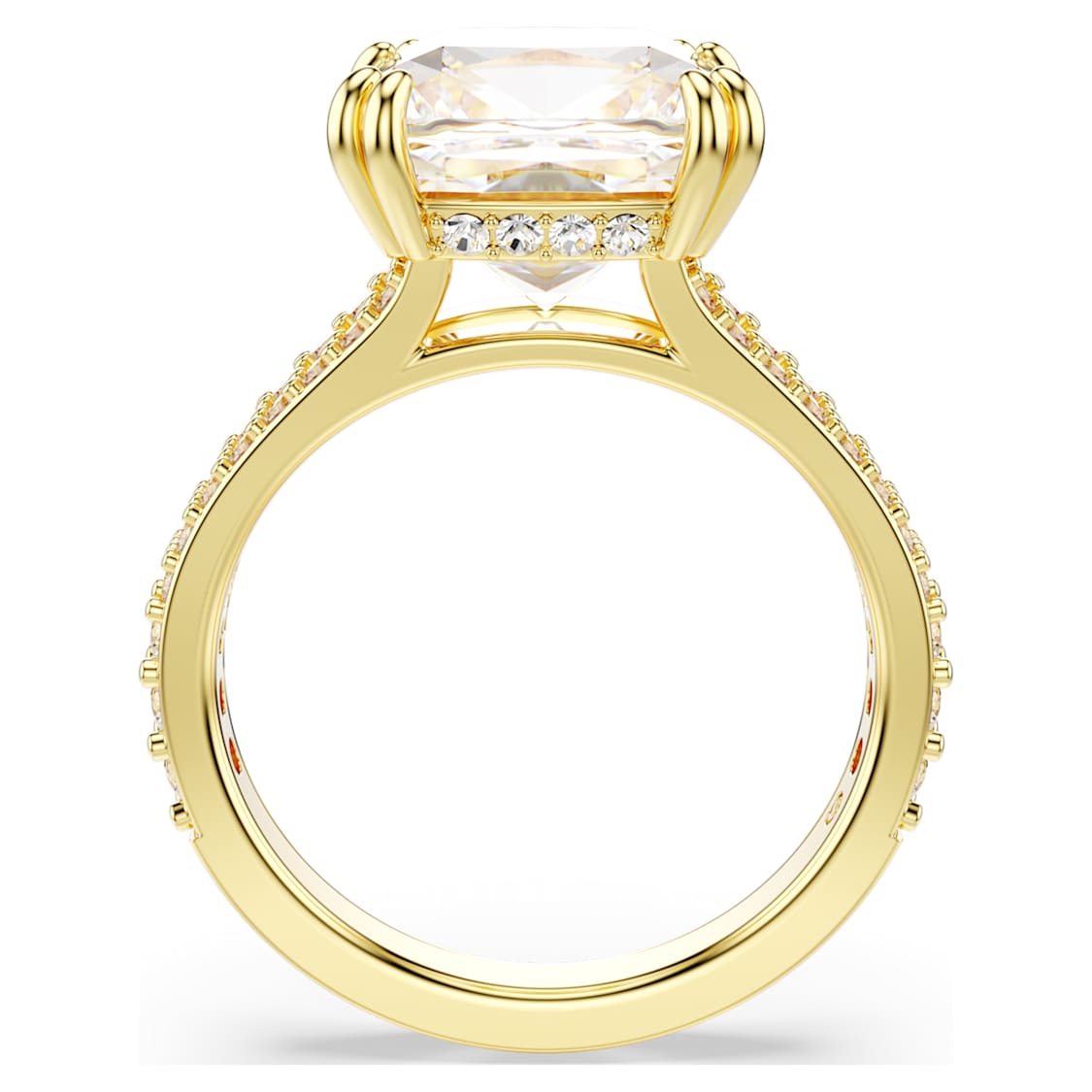 Anillo de cóctel Stilla, Talla cuadrada, Blanco, Baño tono oro