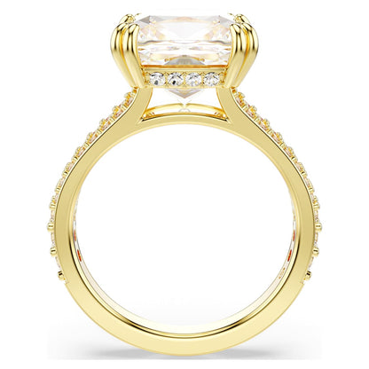 Anillo de cóctel Stilla, Talla cuadrada, Blanco, Baño tono oro