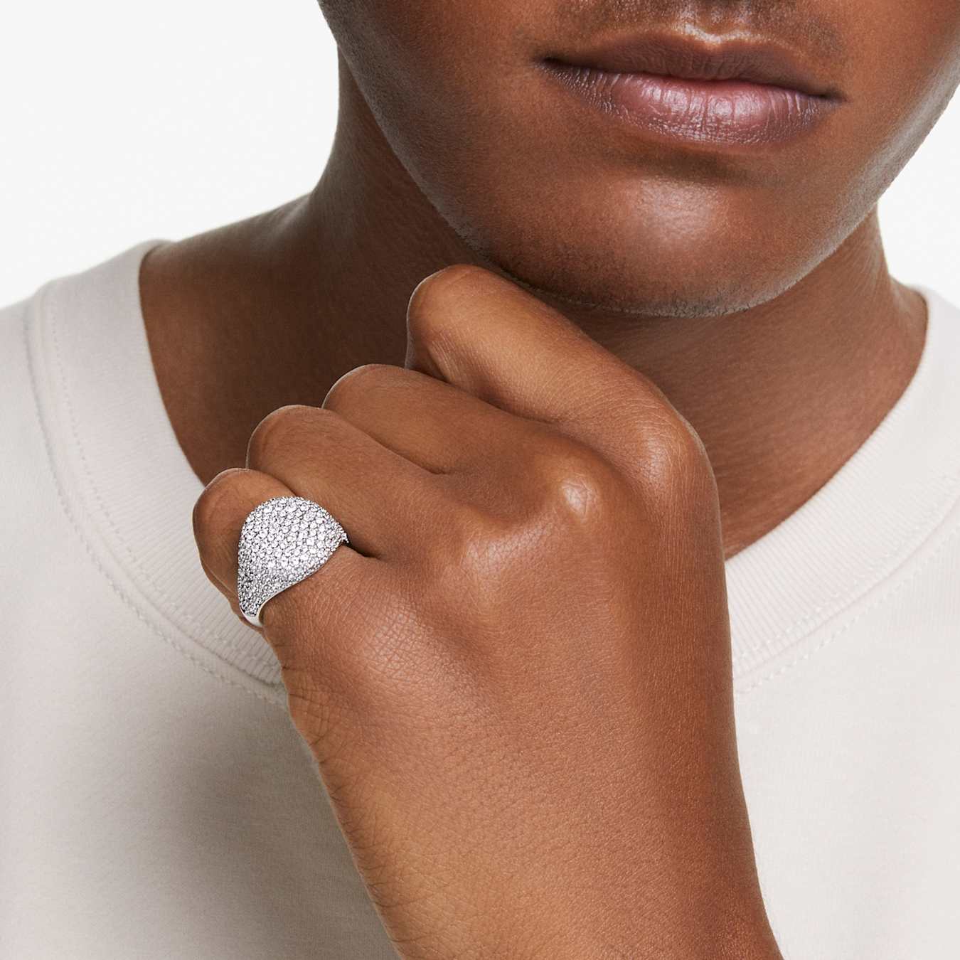 Anillo de cóctel Sublima, Blanco, Baño de rodio