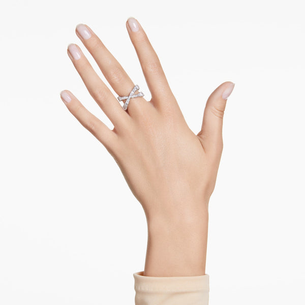 Anillo Hyperbola, Símbolo del infinito, Blanco, Baño de rodio