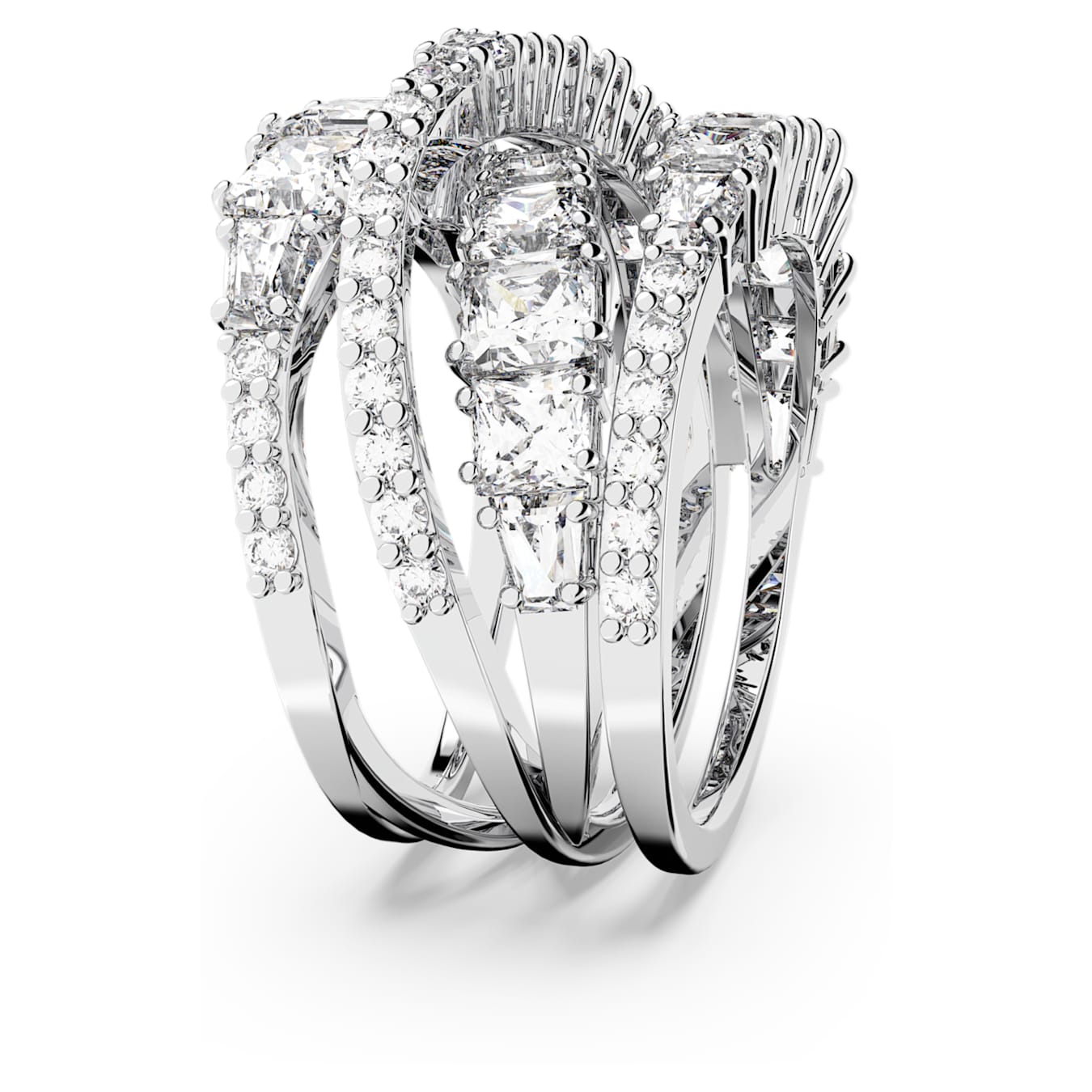 Anillo Hyperbola Tallas mixtas, Blanco, Baño de rodio