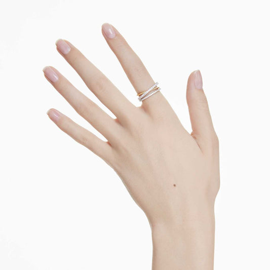 Anillo Hyperbola Tallas mixtas, Blanco, Combinación de acabados metálicos