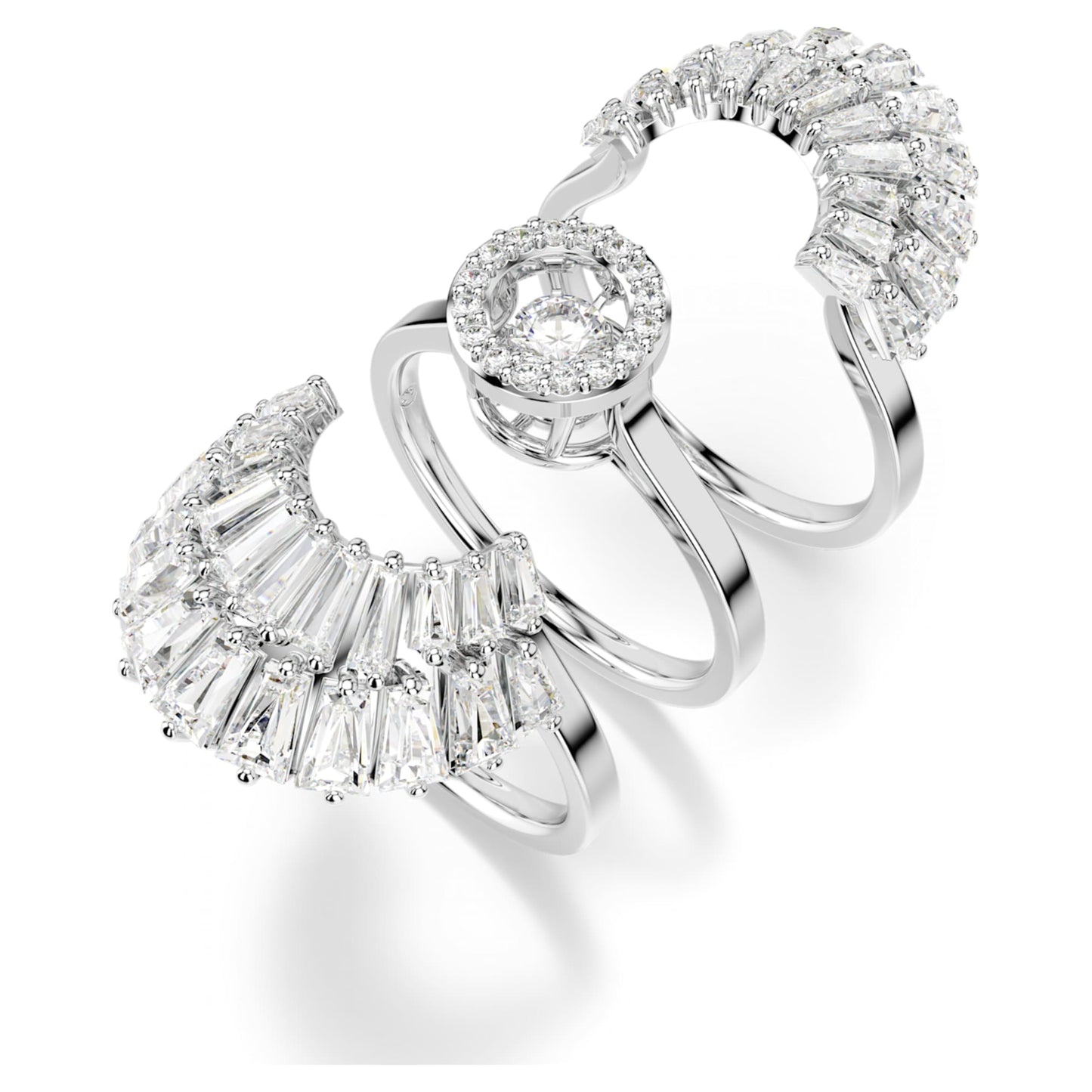 Anillo Idyllia Conjunto (3), Tallas mixtas, Concha de mar, Blanco, Baño de rodio