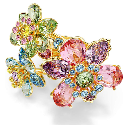 Anillo Idyllia Tallas mixtas, Flor, Multicolor, Baño tono oro