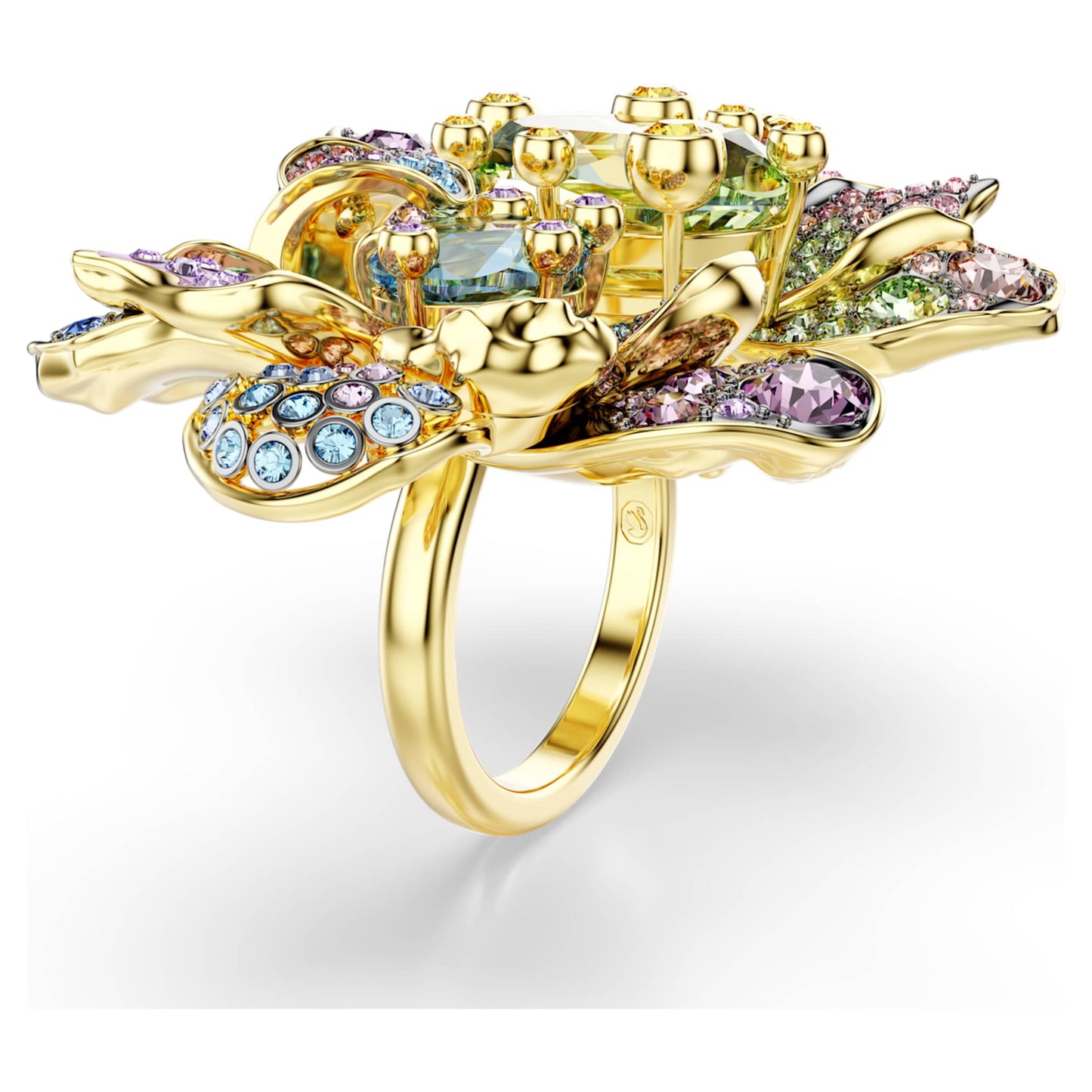 Anillo Idyllia Tallas mixtas, Pavé, Flor, Multicolor, Combinación de acabados metálicos