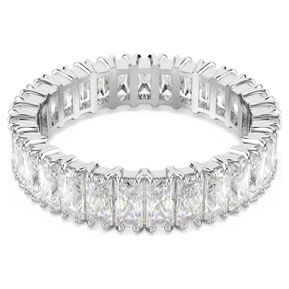 Anillo Matrix Talla baguette, Blanco, Acabado en tono plateado