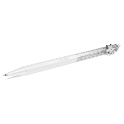 Bolígrafo Crystalline, Forma octagonal, Copo de nieve, Blanco, Lacado blanco