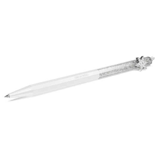 Bolígrafo Crystalline, Forma octagonal, Copo de nieve, Blanco, Lacado blanco