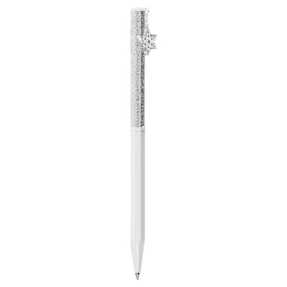 Bolígrafo Crystalline, Forma octagonal, Copo de nieve, Blanco, Lacado blanco
