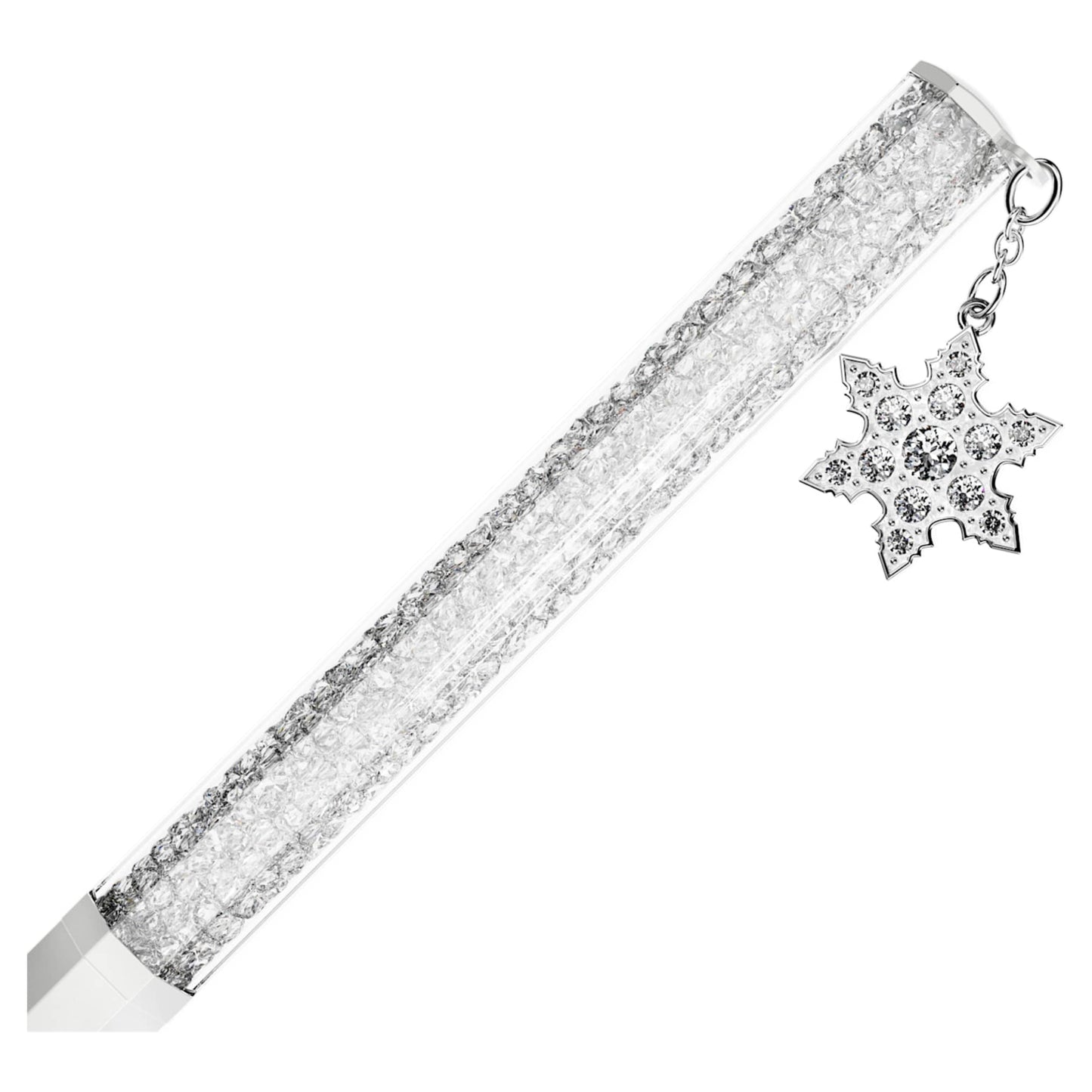 Bolígrafo Crystalline, Forma octagonal, Copo de nieve, Blanco, Lacado blanco