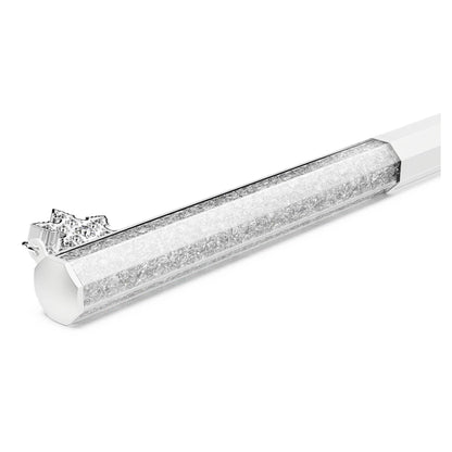 Bolígrafo Crystalline, Forma octagonal, Copo de nieve, Blanco, Lacado blanco