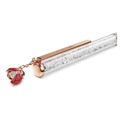 Bolígrafo Crystalline Mariquita, Blanco, Lacado rojo, baño en tono oro rosa