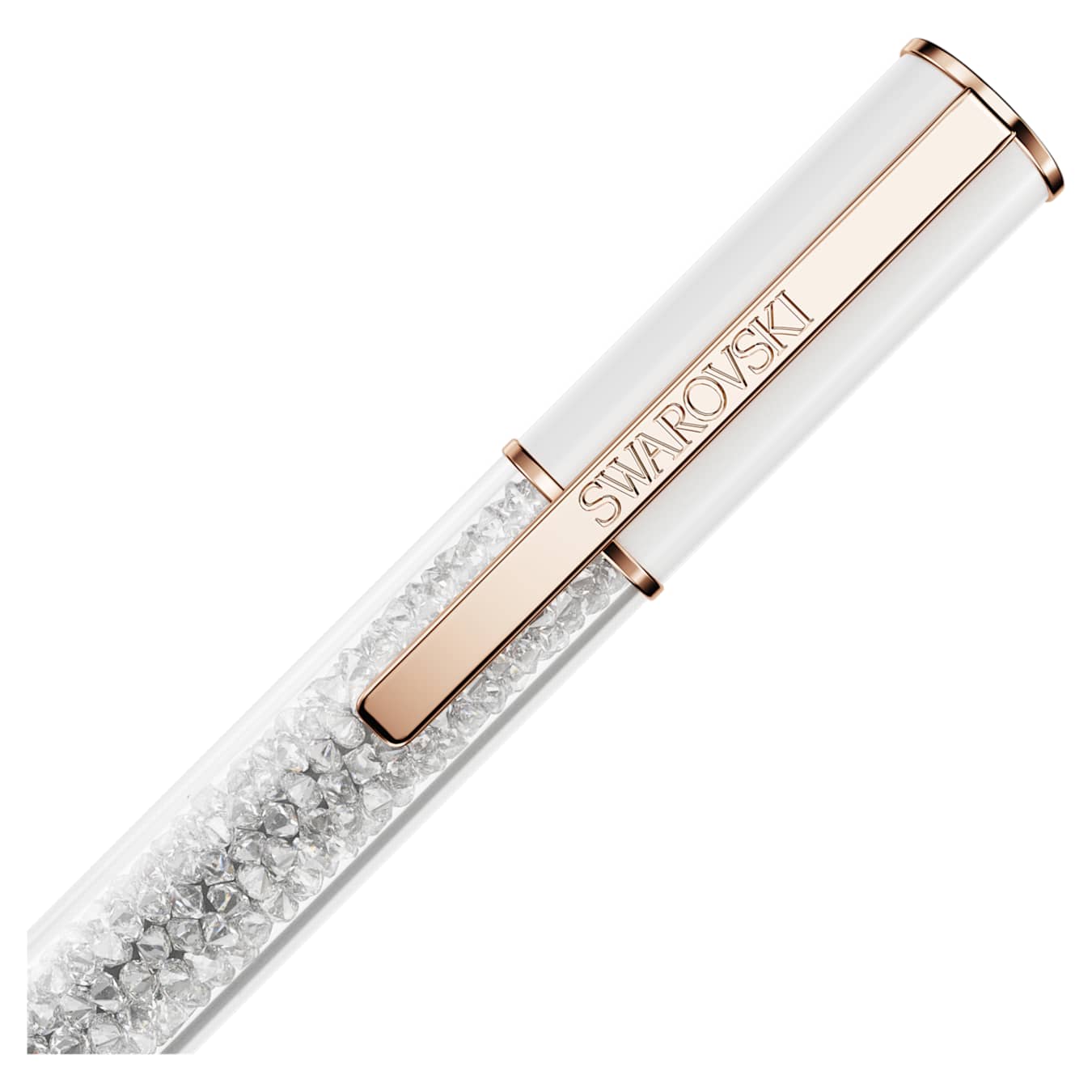 Bolígrafo Crystalline Lustre, Blanco, Baño tono oro rosa