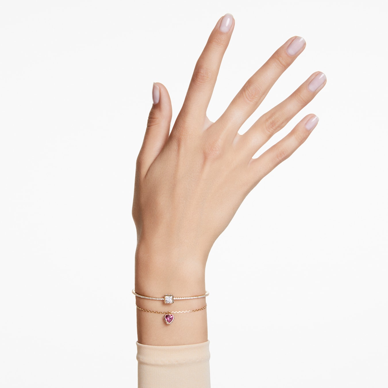 Brazalete Chroma, Corazón, Rojo, Baño tono oro