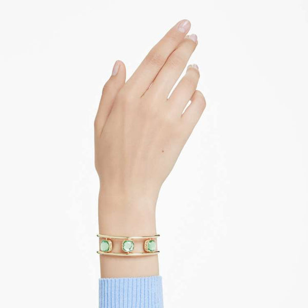 Brazalete Chroma Talla cojin, Verde, Baño tono oro