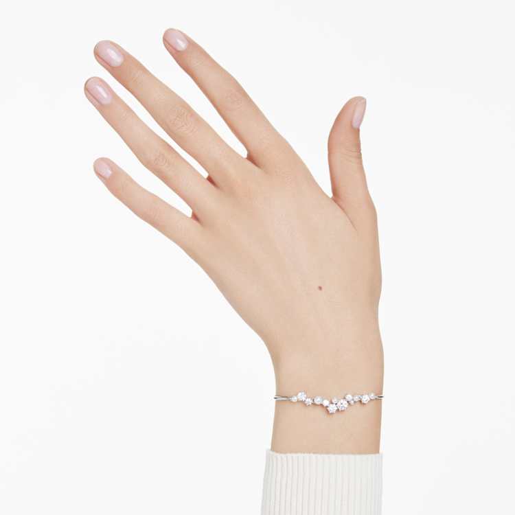 Brazalete Constella Crystal Pearl, Tallas redondas, Blanco, Baño de rodio