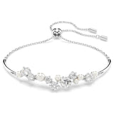 Brazalete Constella Crystal Pearl, Tallas redondas, Blanco, Baño de rodio