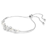 Brazalete Constella Crystal Pearl, Tallas redondas, Blanco, Baño de rodio