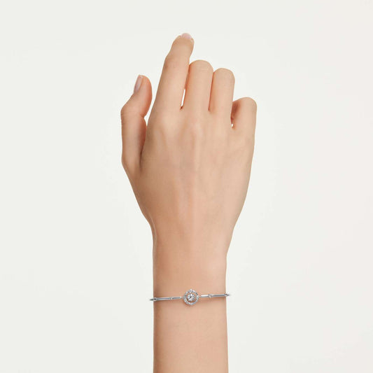 Brazalete Constella Talla redonda, Dancing Stone, Blanco, Baño de rodio