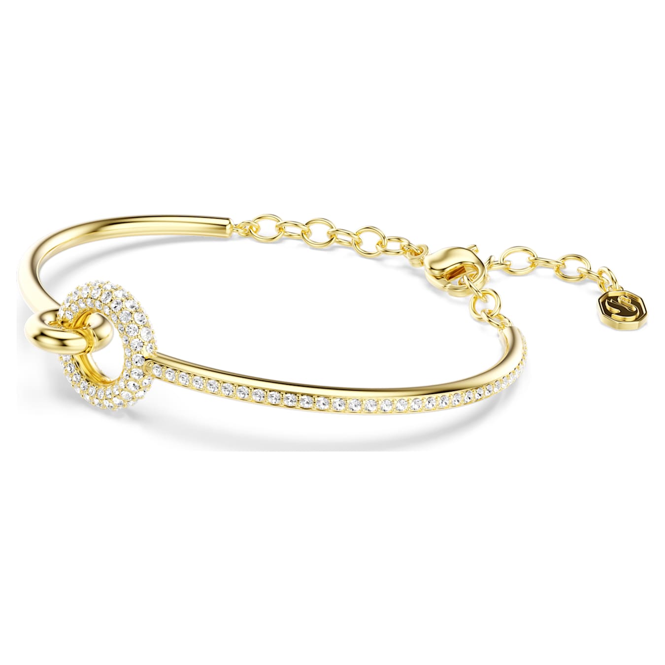 Brazalete Dextera Talla redonda, Blanco, Baño tono oro