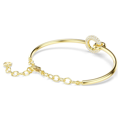 Brazalete Dextera Talla redonda, Blanco, Baño tono oro