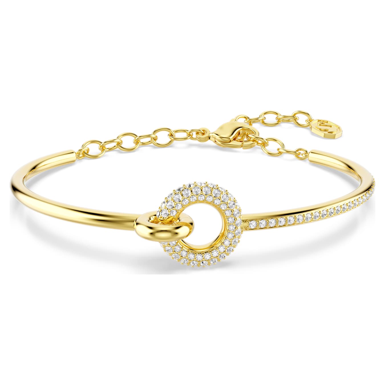 Brazalete Dextera Talla redonda, Blanco, Baño tono oro