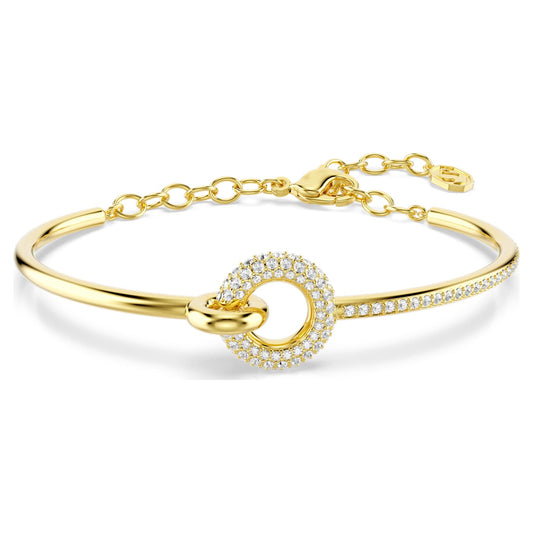 Brazalete Dextera Talla redonda, Blanco, Baño tono oro