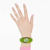 Brazalete Dulcis Talla octogonal, Pavé, Verde, Baño tono oro