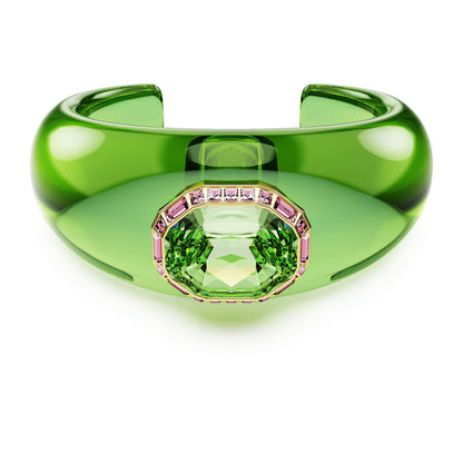 Brazalete Dulcis Talla octogonal, Pavé, Verde, Baño tono oro