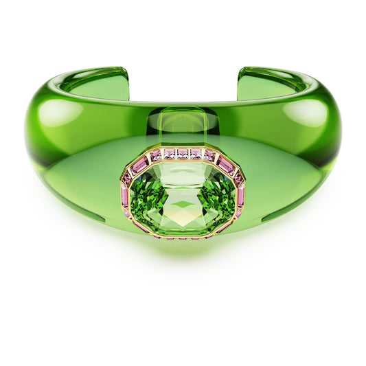 Brazalete Dulcis Talla octogonal, Pavé, Verde, Baño tono oro