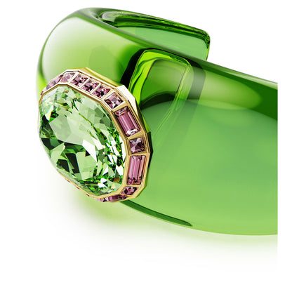 Brazalete Dulcis Talla octogonal, Pavé, Verde, Baño tono oro