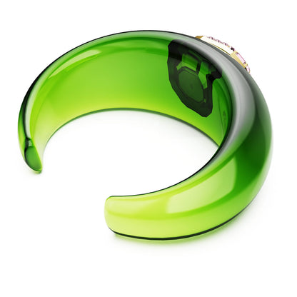 Brazalete Dulcis Talla octogonal, Pavé, Verde, Baño tono oro