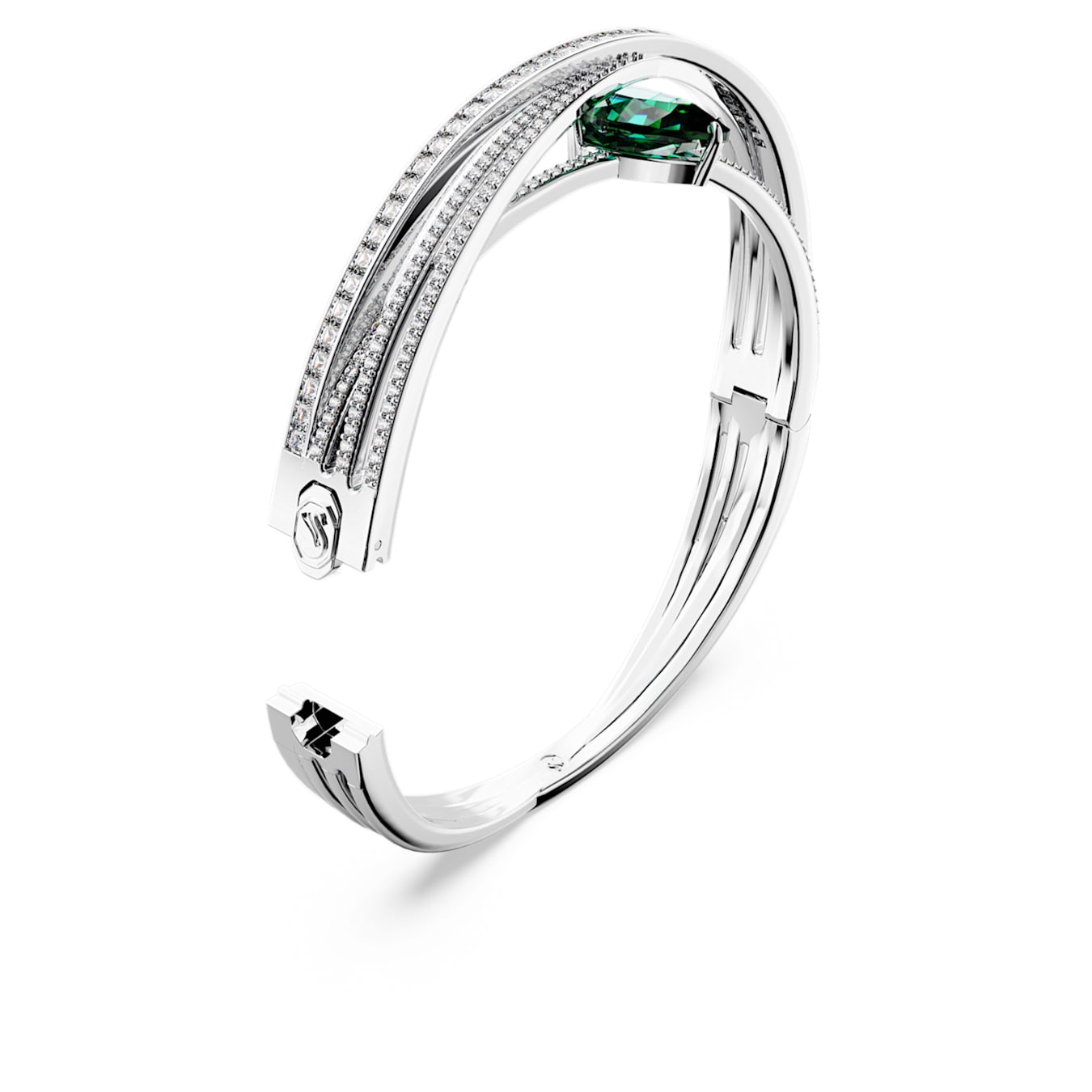 Brazalete Hyperbola, Circonita neutra en carbono, Verde, Baño de rodio