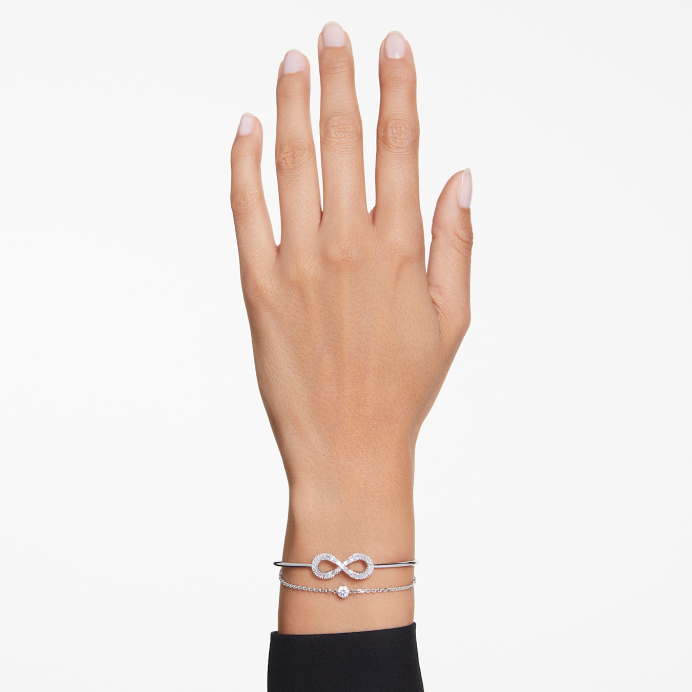 Brazalete Hyperbola, Símbolo del infinito, Blanco, Baño de rodio