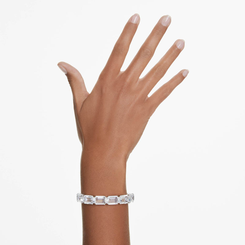 Brazalete Millenia, Talla octogonal, Blanco, Baño de rodio