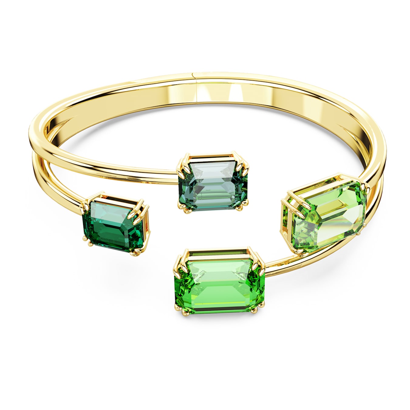 Brazalete Millenia, Talla octogonal, Verde, Baño tono oro