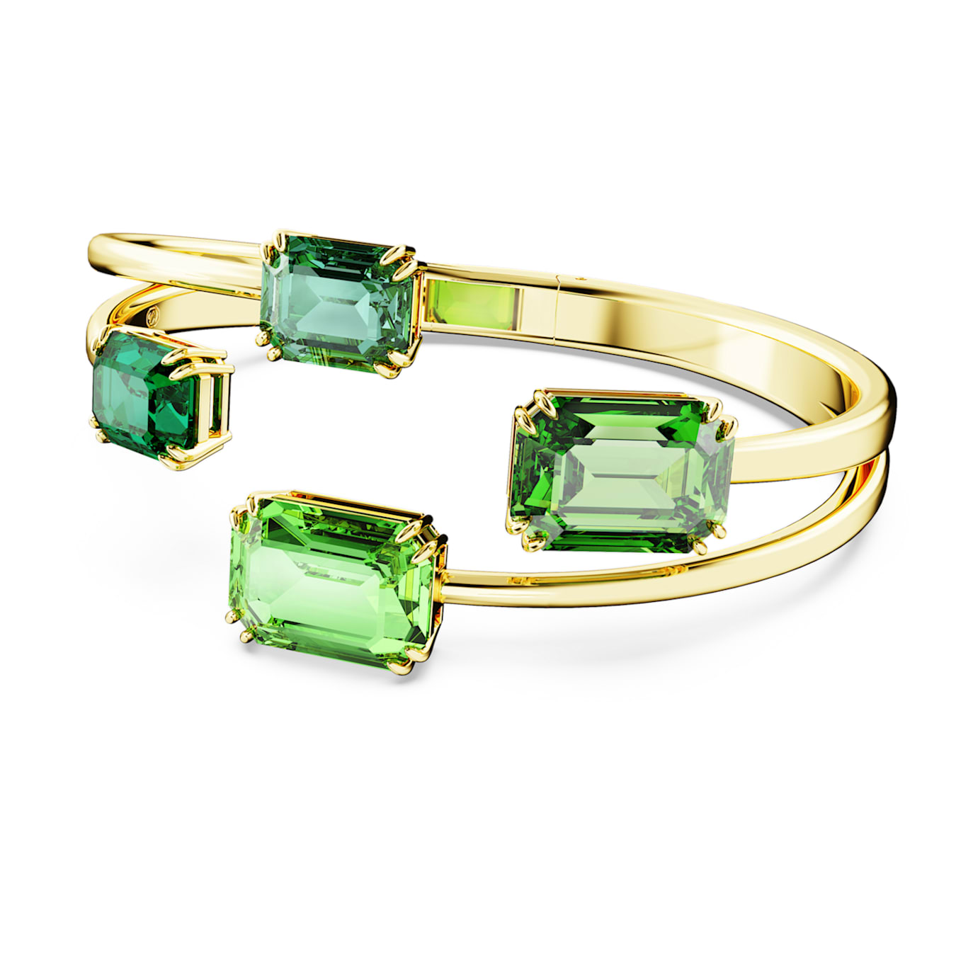 Brazalete Millenia, Talla octogonal, Verde, Baño tono oro