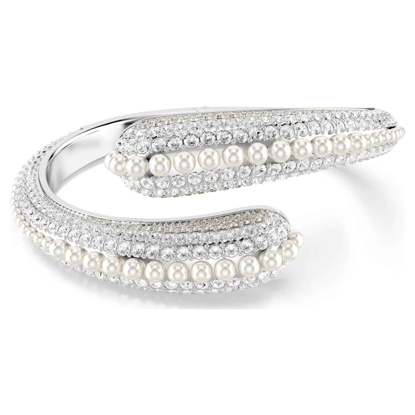 Brazalete Sublima, Crystal Pearl, Talla redonda, Blanco, Baño de rodio