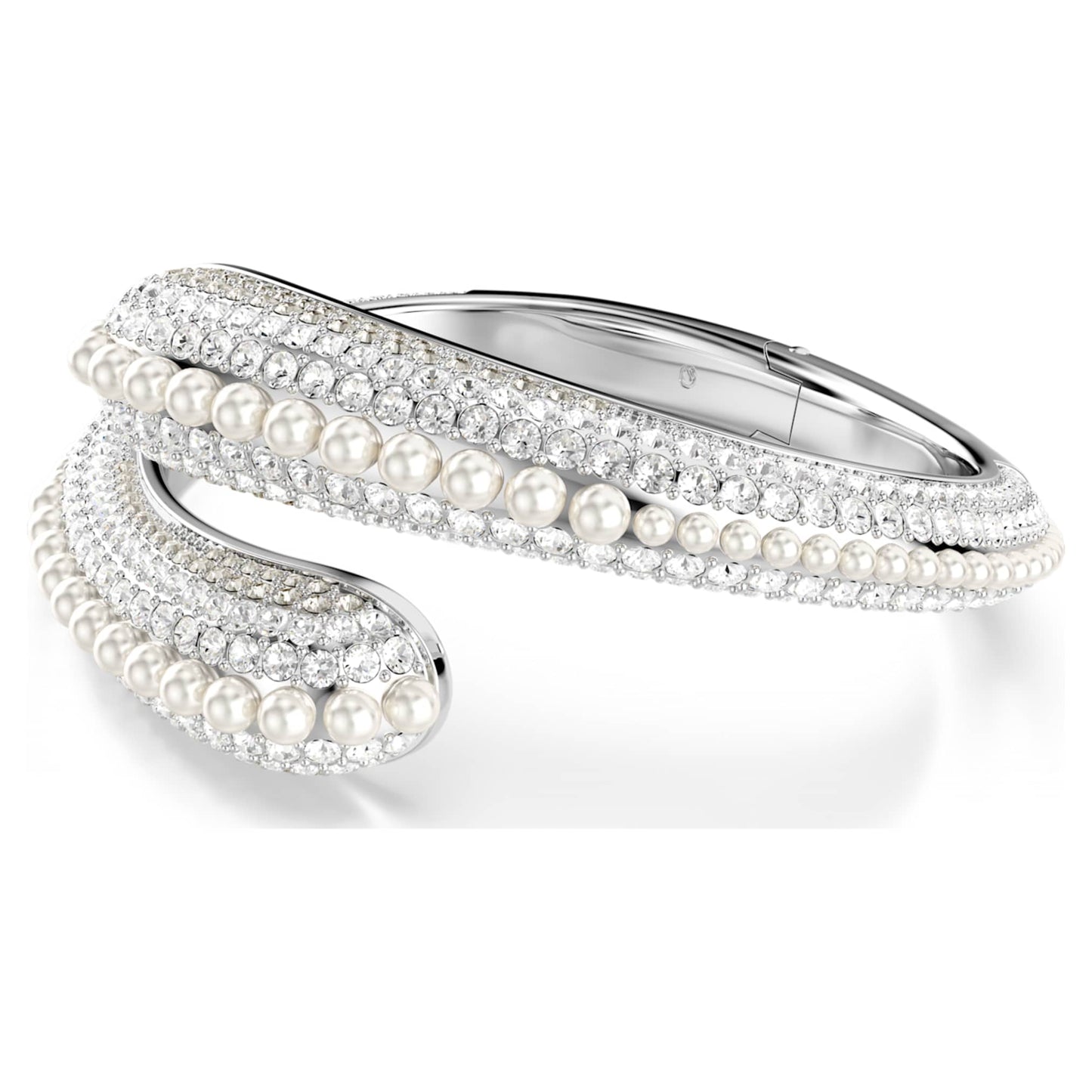 Brazalete Sublima, Crystal Pearl, Talla redonda, Blanco, Baño de rodio